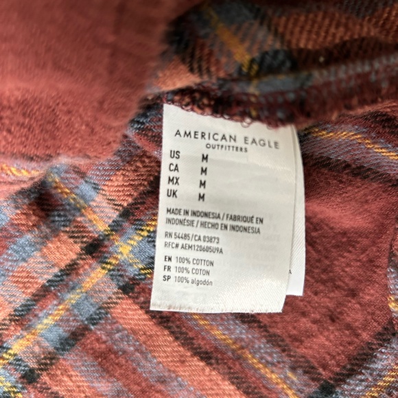 5/$25 American Eagle women’s 100% cotton button up flannel shirt size medium - Picture 3 of 7